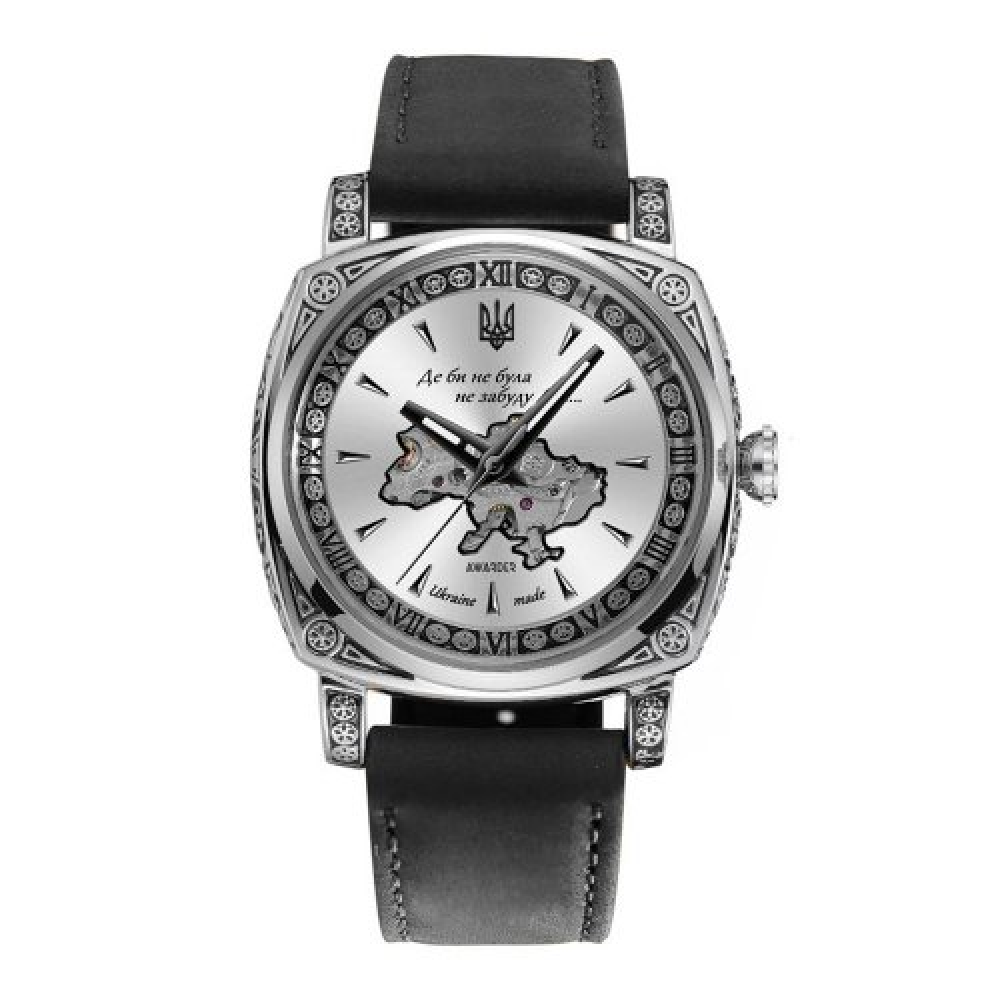 Годинник наручний Awarder 021-3D Де би не була Silver-White-Black Leather