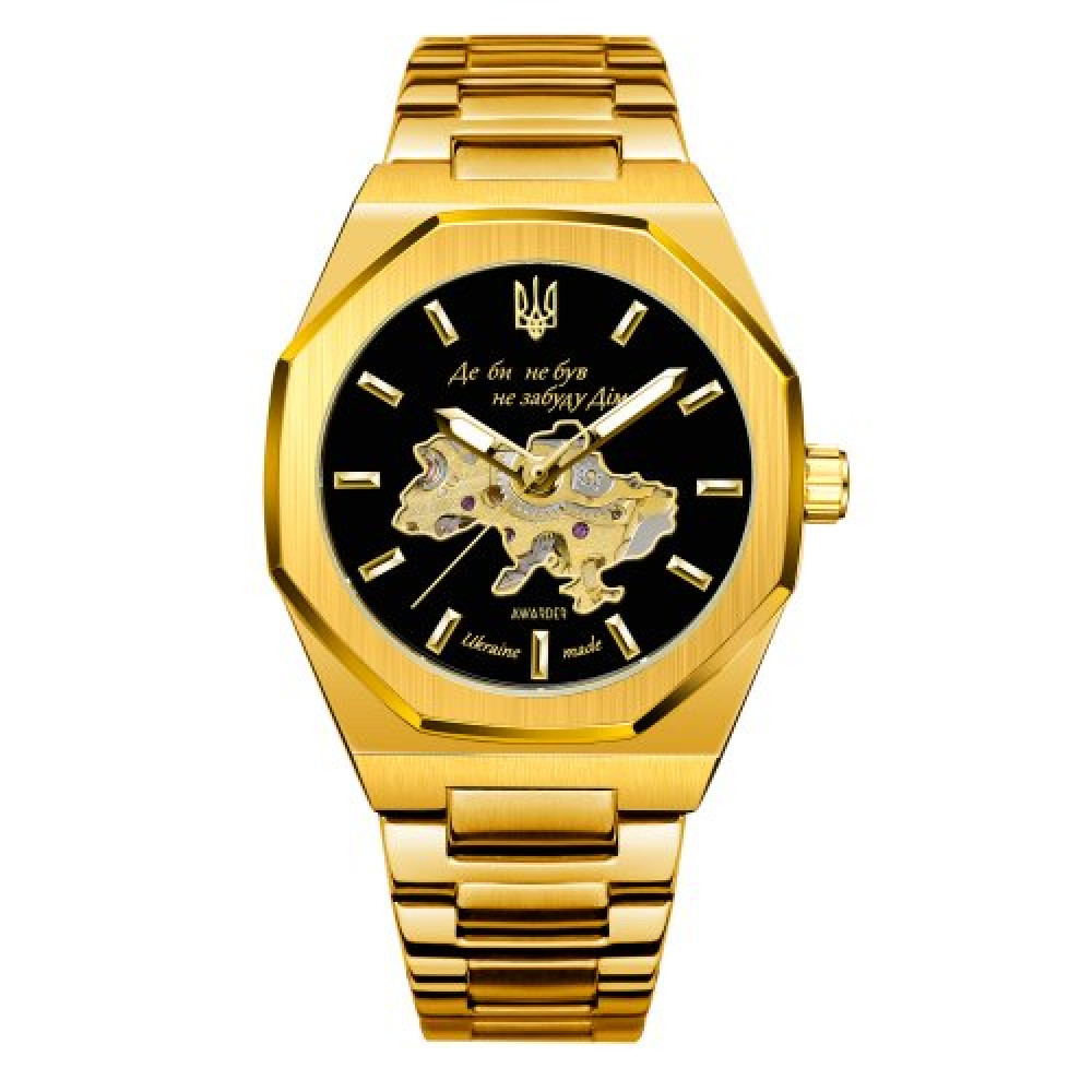  Годинник наручний Awarder 026-3D Де би не був Gold-Black 