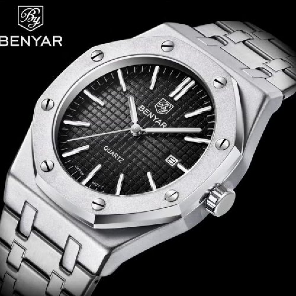 Чоловічий годинник Benyar BY-5156 Silver-Black 
