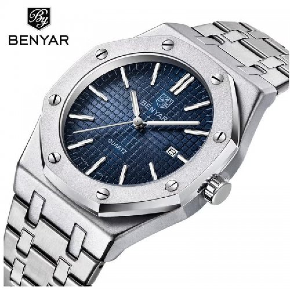 Чоловічий годинник Benyar BY-5156 Silver-Blue 1