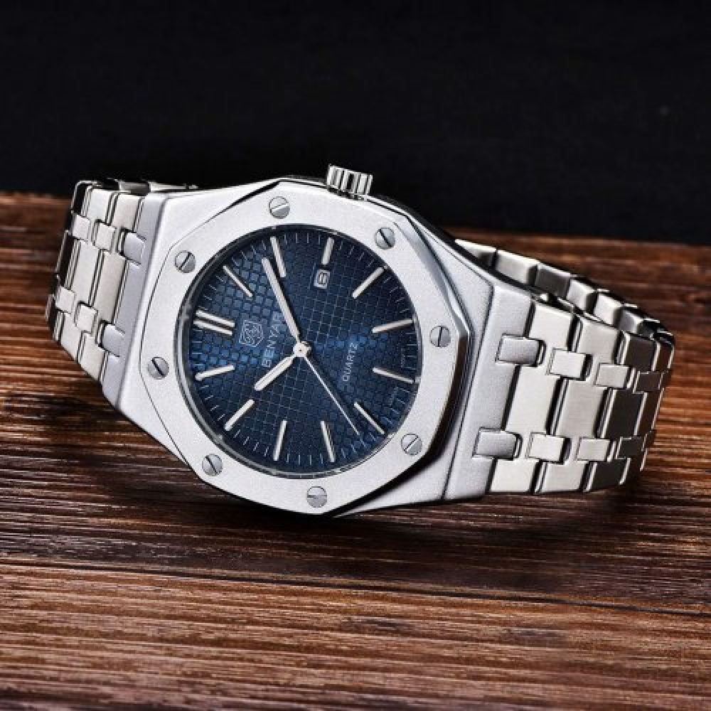 Чоловічий годинник Benyar BY-5156 Silver-Blue 1