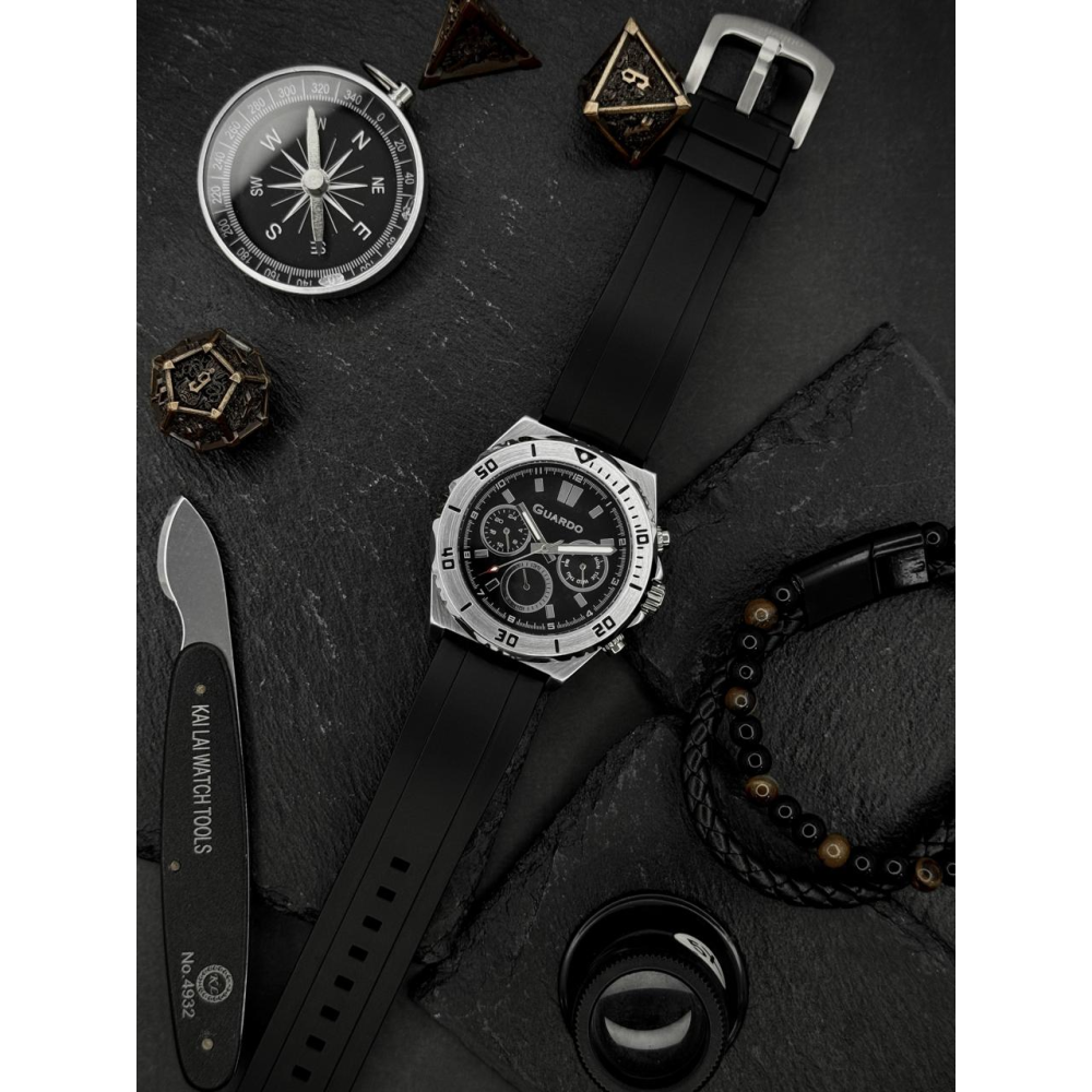  Чоловічий годинник GUARDO 012757-1 silver-black