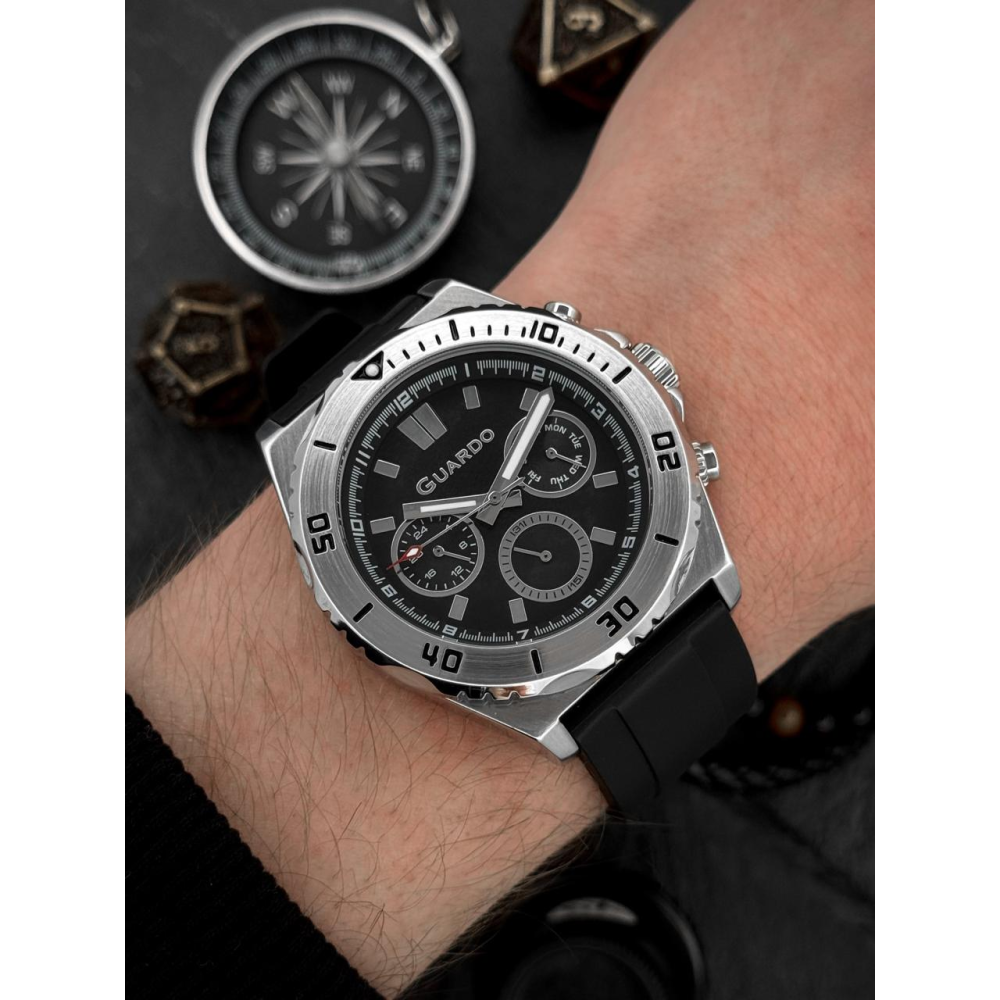  Чоловічий годинник GUARDO 012757-1 silver-black