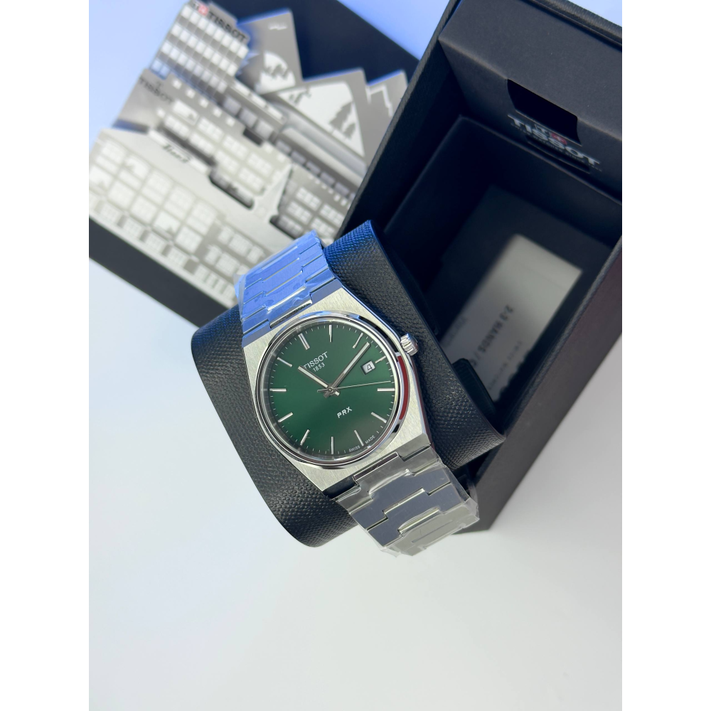 Чоловічий годинник Tissot PRX T137.410.11.091.00 Green Dial